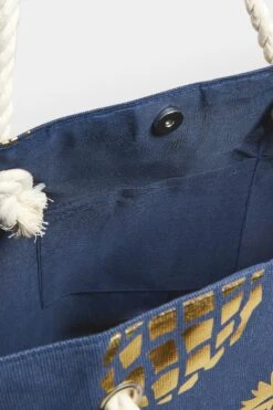 Navy Blue & Gold Pineapple Tote Bag -Evans Boutique 641a8705 aeca 43 246506 P2