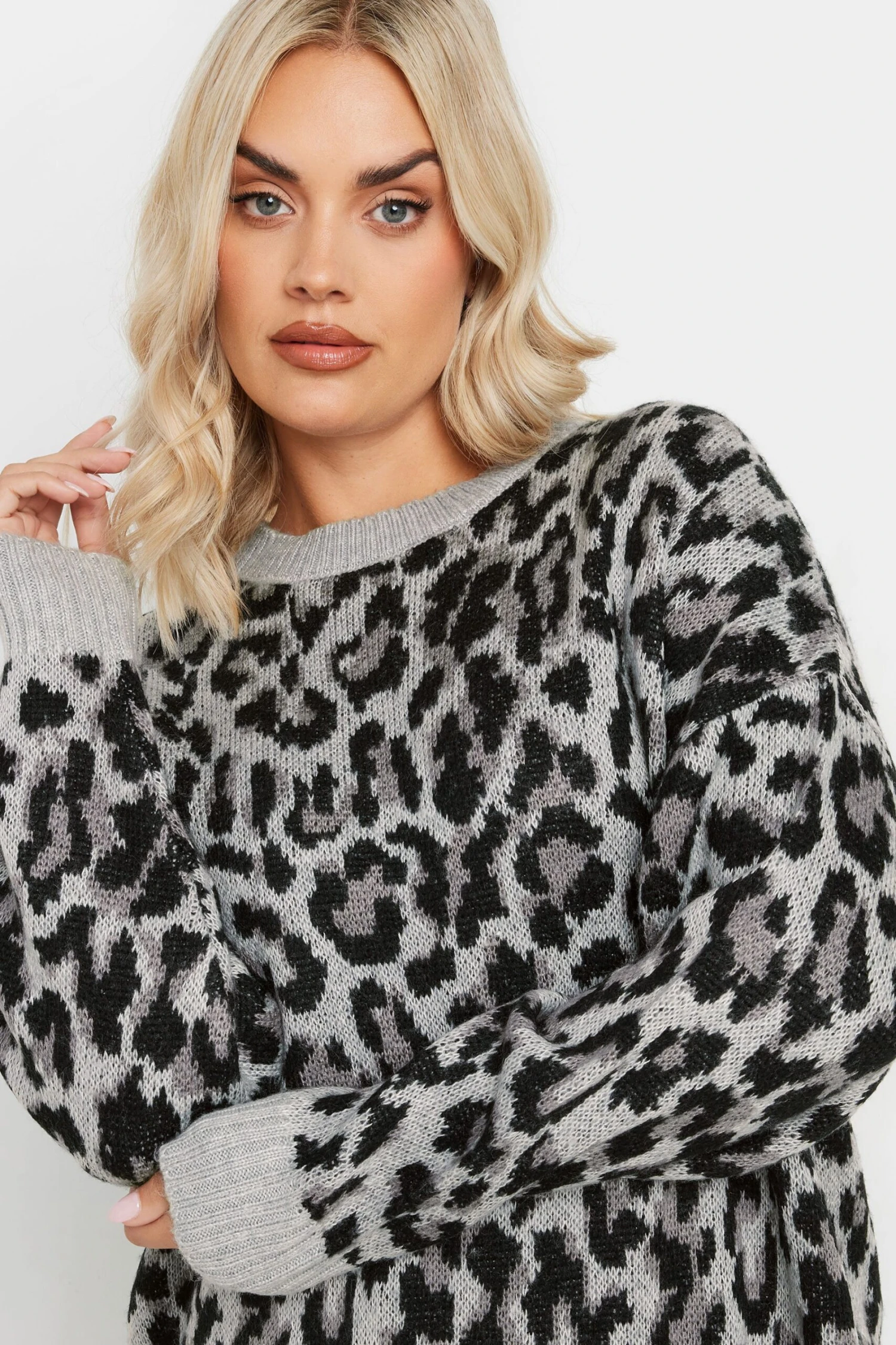 YOURS - Pull Manches Longues Gris Léopard En Maille 8 YOURS - Pull Manches Longues Gris Léopard En Maille – Image 6