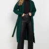 LTS Tall Emerald Green Cable Knit Midi Cardigan -Evans Boutique 64bf9510 a016 48 353835 A