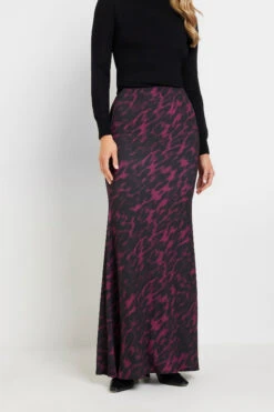 LTS Tall Burgundy Red Animal Print Maxi Skirt -Evans Boutique 64e898df 1c3f 49 355666 B