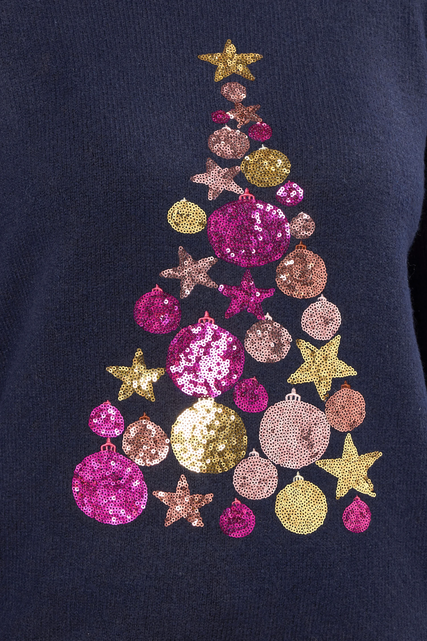 EVANS Curve Navy Blue Sequin Embellished Baubles Christmas Jumper 6 EVANS Curve Navy Blue Sequin Embellished Baubles Christmas Jumper – Image 4