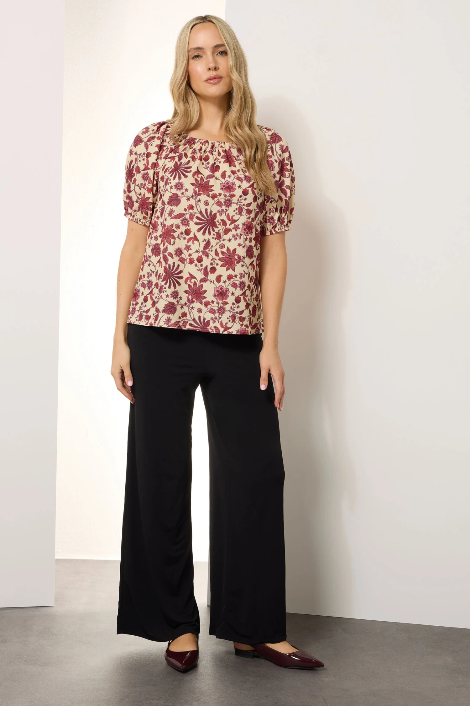 LTS Tall Coral Red Floral Print Tie Front Top 5 LTS Tall Coral Red Floral Print Tie Front Top – Image 3