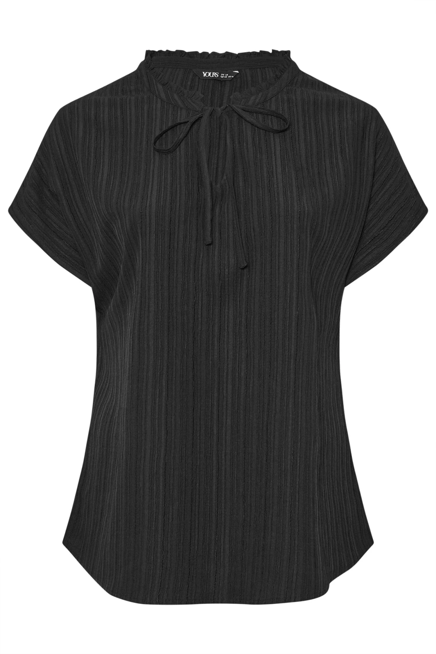 YOURS - Top Fluide Noir Plissé Manches Courtes 7 YOURS - Top Fluide Noir Plissé Manches Courtes – Image 5