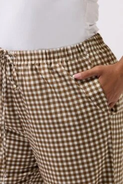 YOURS Curve Pantalon Large à Carreaux Vichy Marron -Evans Boutique 656b1833 d6fa 42 310290 D