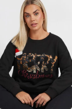 YOURS - Sweatshirt Noir Brodé 'Merry Christmas' à Sequins 11 YOURS - Sweatshirt Noir Brodé 'Merry Christmas' à Sequins -Evans Boutique 659cb3fd dcdf 4b 303811 D