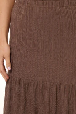 LTS Tall Chocolate Brown Textured Tiered Maxi Skirt 12 LTS Tall Chocolate Brown Textured Tiered Maxi Skirt -Evans Boutique 65caaedc a53b 45 356589 D