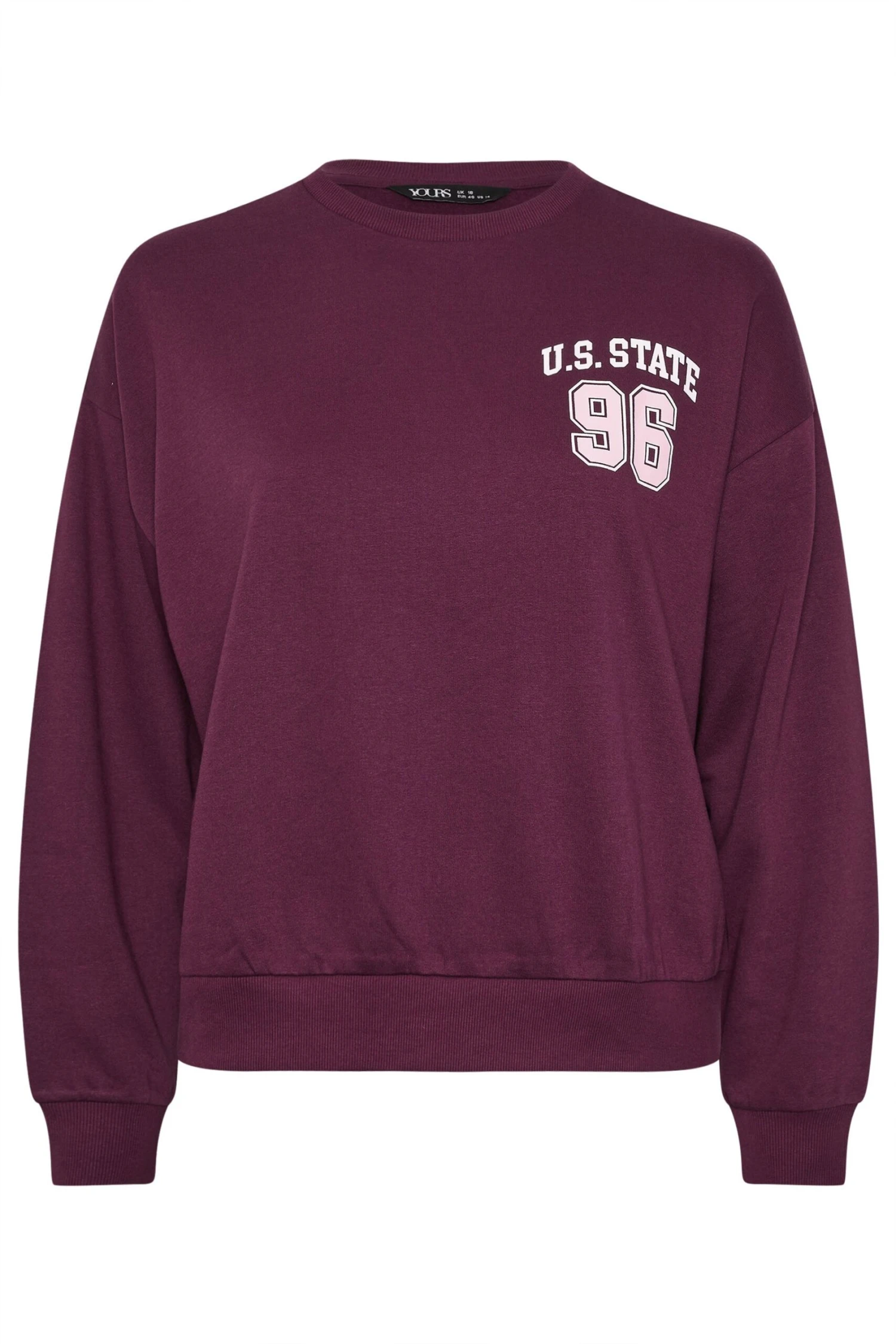 Sweat-shirt Rouge Imprimé Dos « Illinois » YOURS Curve 8 Sweat-shirt Rouge Imprimé Dos « Illinois » YOURS Curve – Image 6