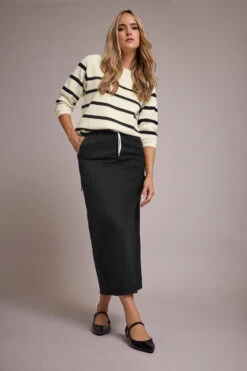 LTS Tall Black Wash Denim Midaxi Skirt