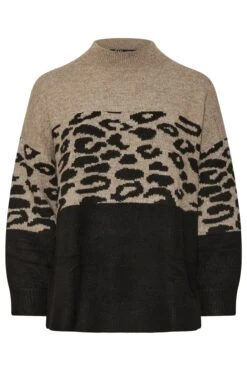 YOURS - Pull Marron & Noir Block De Couleurs Léopard -Evans Boutique 662ec663 21c7 42 280381 X