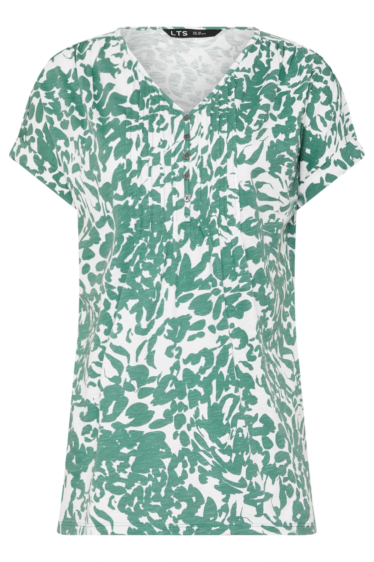 LTS Tall Sage Green Cotton Abstract Floral Henley Top 7 LTS Tall Sage Green Cotton Abstract Floral Henley Top – Image 5