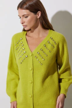 STAR Lime Green Gem Embellished Cardigan -Evans Boutique 670485db a4e6 49 110600 E