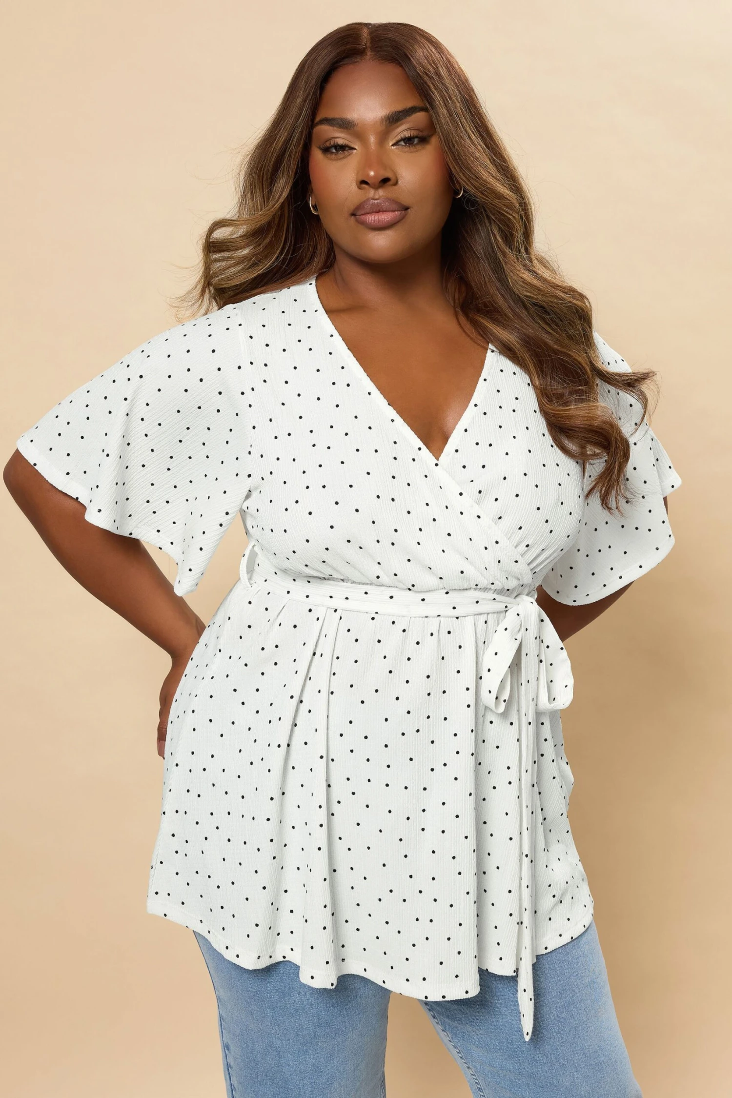 YOURS - Top Blanc Volanté Cache-Coeur à Pois 3 YOURS - Top Blanc Volanté Cache-Coeur à Pois