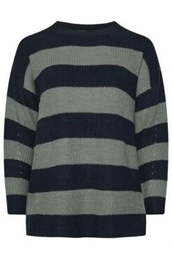 YOURS - Pull En Maille Bleu Marine & Gris Design Rayures 11 YOURS - Pull En Maille Bleu Marine & Gris Design Rayures -Evans Boutique 67532c0f a9d5 4a 280244 X