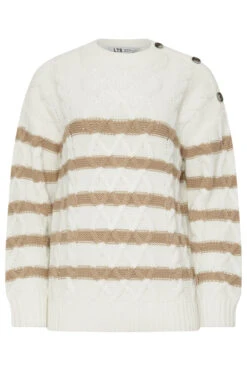 LTS Tall Ivory White Stripe Cable Knit Jumper -Evans Boutique 679467e7 59ef 4b 353892 X