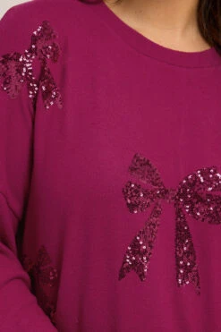 YOURS Curve Pull Rose Foncé à Paillettes Et Nœud -Evans Boutique 67a943df 97e4 44 285074 D