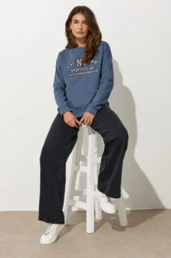 LTS Tall Blue 'NY 1969' Slogan Sweatshirt 10 LTS Tall Blue 'NY 1969' Slogan Sweatshirt -Evans Boutique 68a81db0 11b6 4d 356324 B