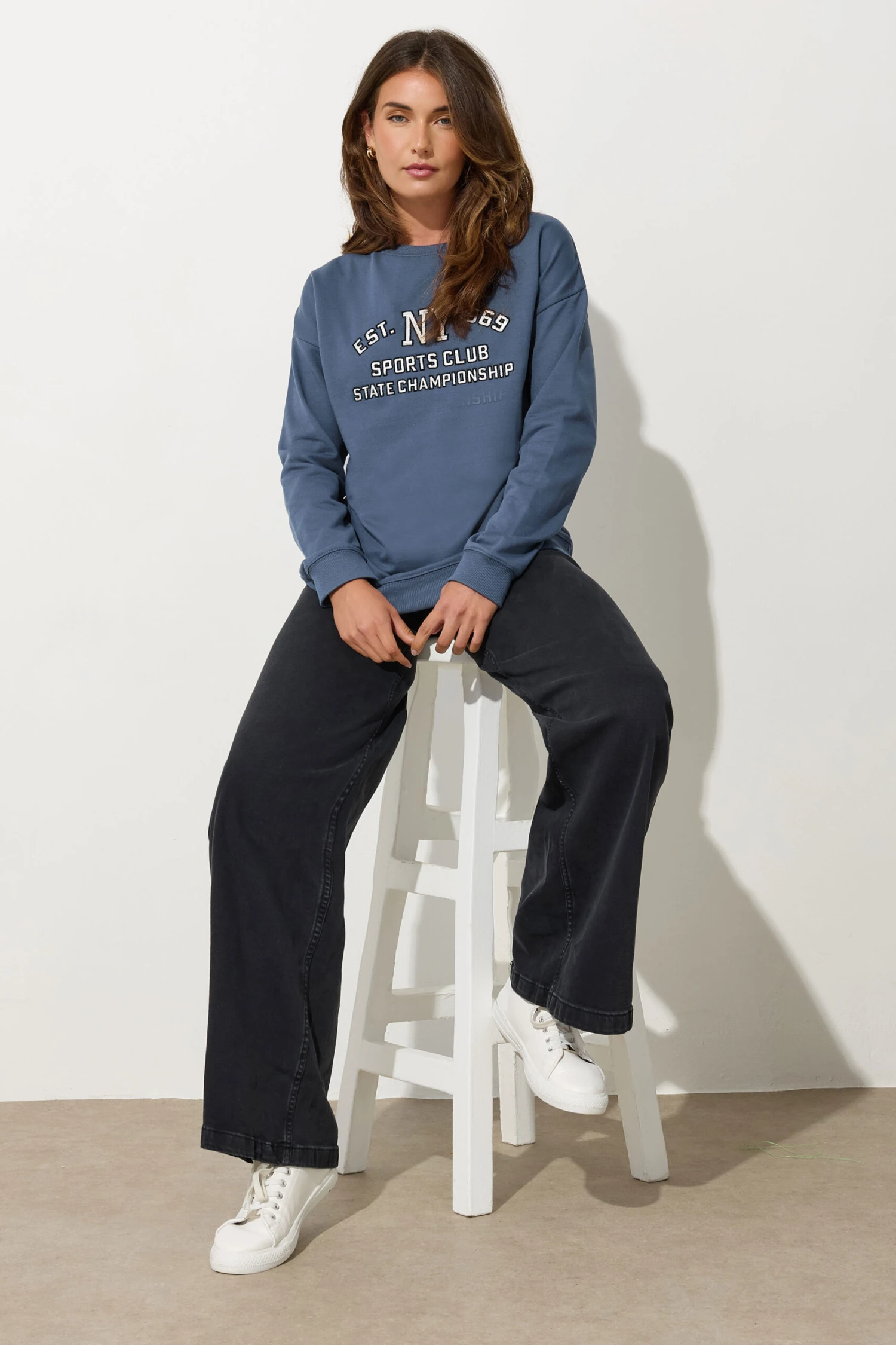 LTS Tall Blue 'NY 1969' Slogan Sweatshirt 5 LTS Tall Blue 'NY 1969' Slogan Sweatshirt – Image 3