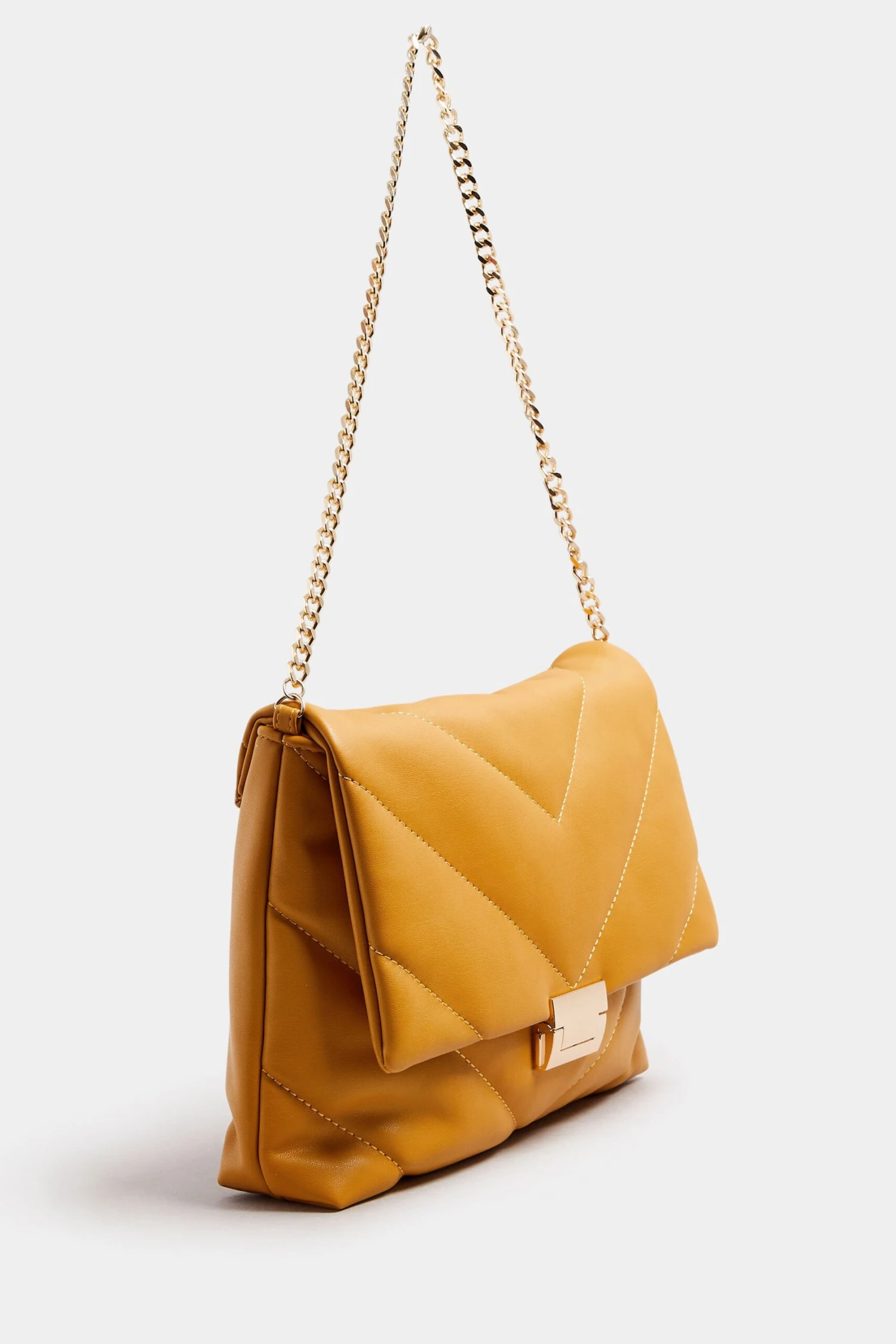 Camel Brown Faux Leather Quilted Shoulder Bag 5 Camel Brown Faux Leather Quilted Shoulder Bag – Image 3