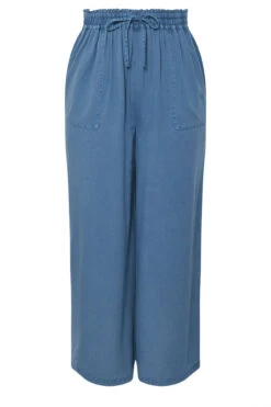 YOURS - Pantalon Wide Leg Plissé à Poches Bleu -Evans Boutique 68ec7c71 7928 45 310074 X