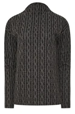 LTS Tall Charcoal Grey Knit Funnel Top 11 LTS Tall Charcoal Grey Knit Funnel Top -Evans Boutique 68fd0b67 6049 4f 356933 X