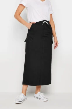 LTS Tall Black Wash Denim Midaxi Skirt 10 LTS Tall Black Wash Denim Midaxi Skirt -Evans Boutique 69139b2a 8590 4b 353896 B