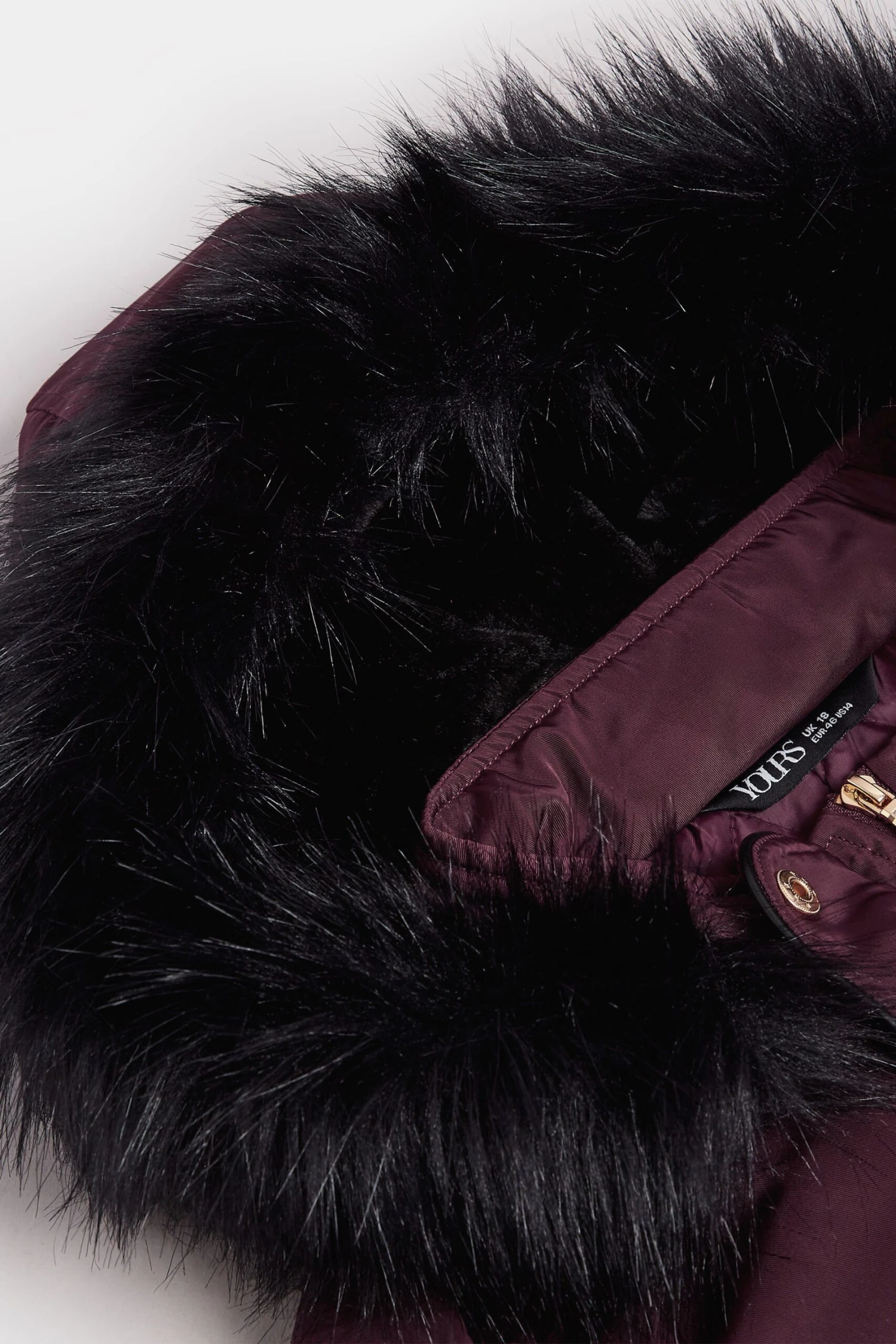 YOURS - Manteau Parka Bordeaux Capuche Fausse Fourrure 8 YOURS - Manteau Parka Bordeaux Capuche Fausse Fourrure – Image 6