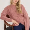 LTS Tall Pink Pointelle Knit Cardigan