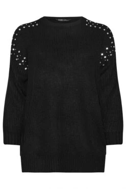 YOURS - Pull En Maille Noir Empiècement Strass -Evans Boutique 69bdcdf0 01bc 46 280479 X