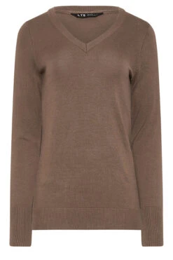 LTS Tall Brown V-neck Long Sleeve Jumper 11 LTS Tall Brown V-neck Long Sleeve Jumper -Evans Boutique 69cd5dd7 a049 4b 353698 X