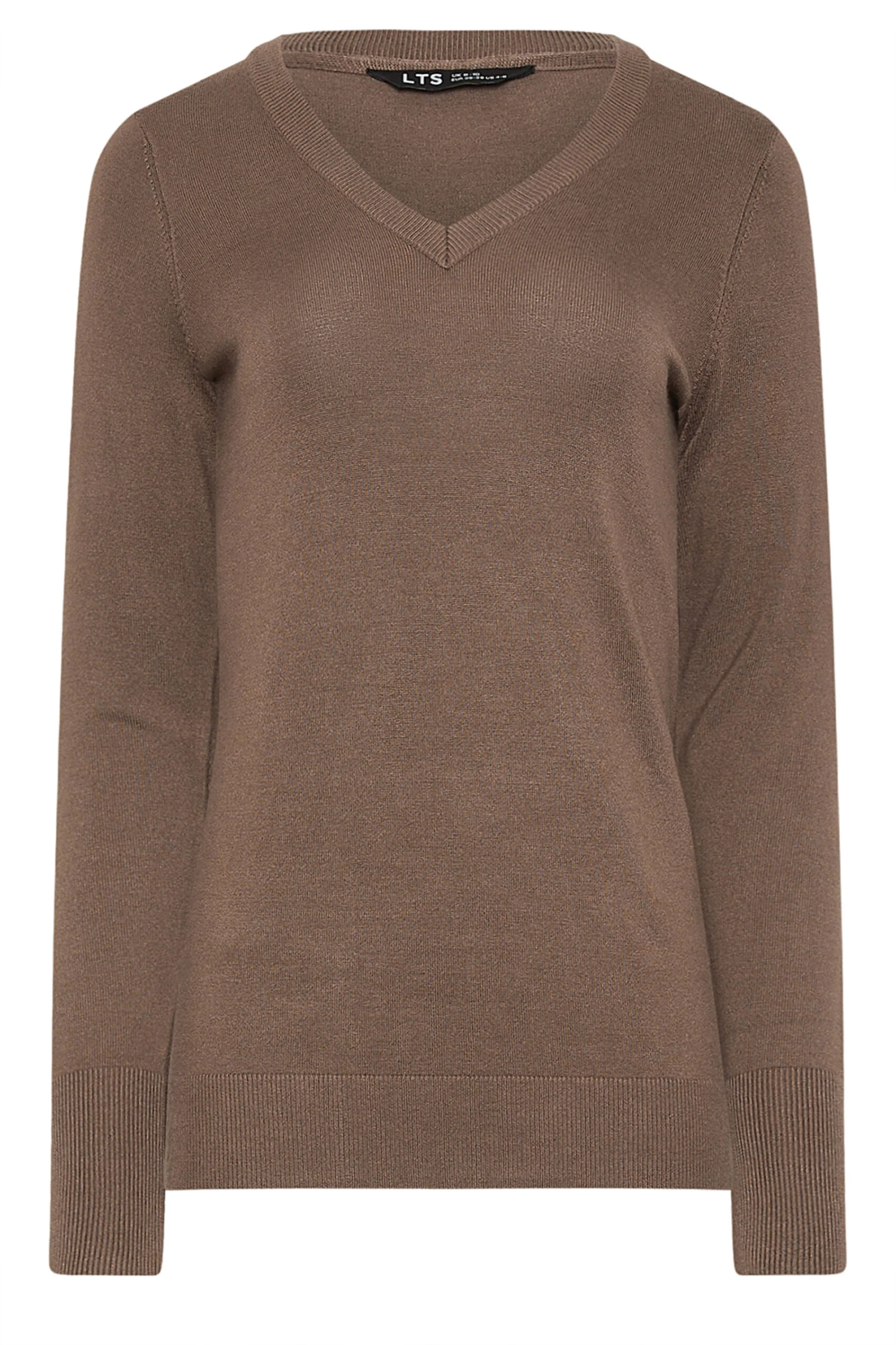 LTS Tall Brown V-neck Long Sleeve Jumper 7 LTS Tall Brown V-neck Long Sleeve Jumper – Image 5