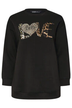 YOURS Curve Sweat-shirt Noir à Motif Cœur Léopard 11 YOURS Curve Sweat-shirt Noir à Motif Cœur Léopard -Evans Boutique 69e7cd9d 8d5e 4d 304374 X