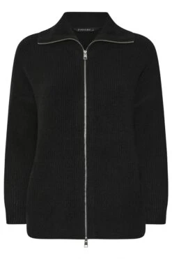 EVANS Curve Black Double Ended Zip Cardigan -Evans Boutique 6a278dfb ec8e 47 616133 X