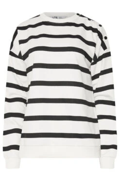 LTS Tall Ivory White Striped Button Sweatshirt 15 LTS Tall Ivory White Striped Button Sweatshirt -Evans Boutique 6a33d008 d89e 48 355284 X