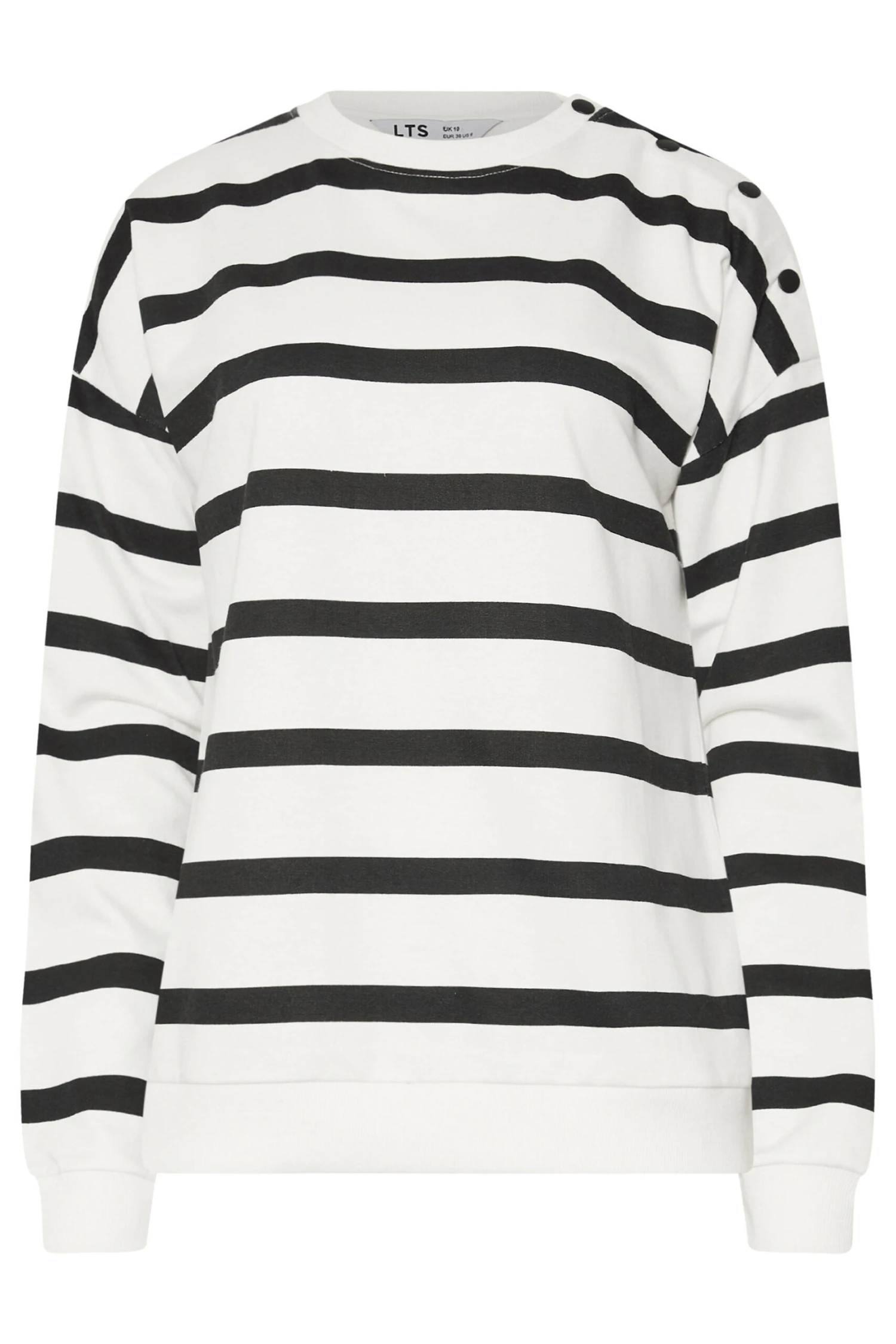 LTS Tall Ivory White Striped Button Sweatshirt 9 LTS Tall Ivory White Striped Button Sweatshirt – Image 7