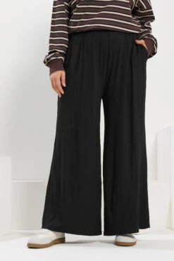 YOURS - Pantalon Noir Stretch Wide Leg