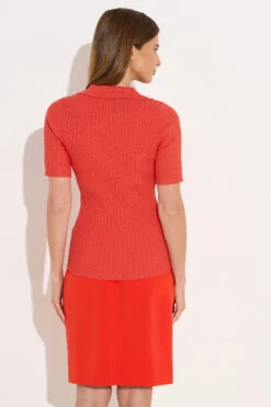 STAR Coral Orange Knitted Pocket Collar Top 11 STAR Coral Orange Knitted Pocket Collar Top -Evans Boutique 6a84160f 68fe 49 110782 C