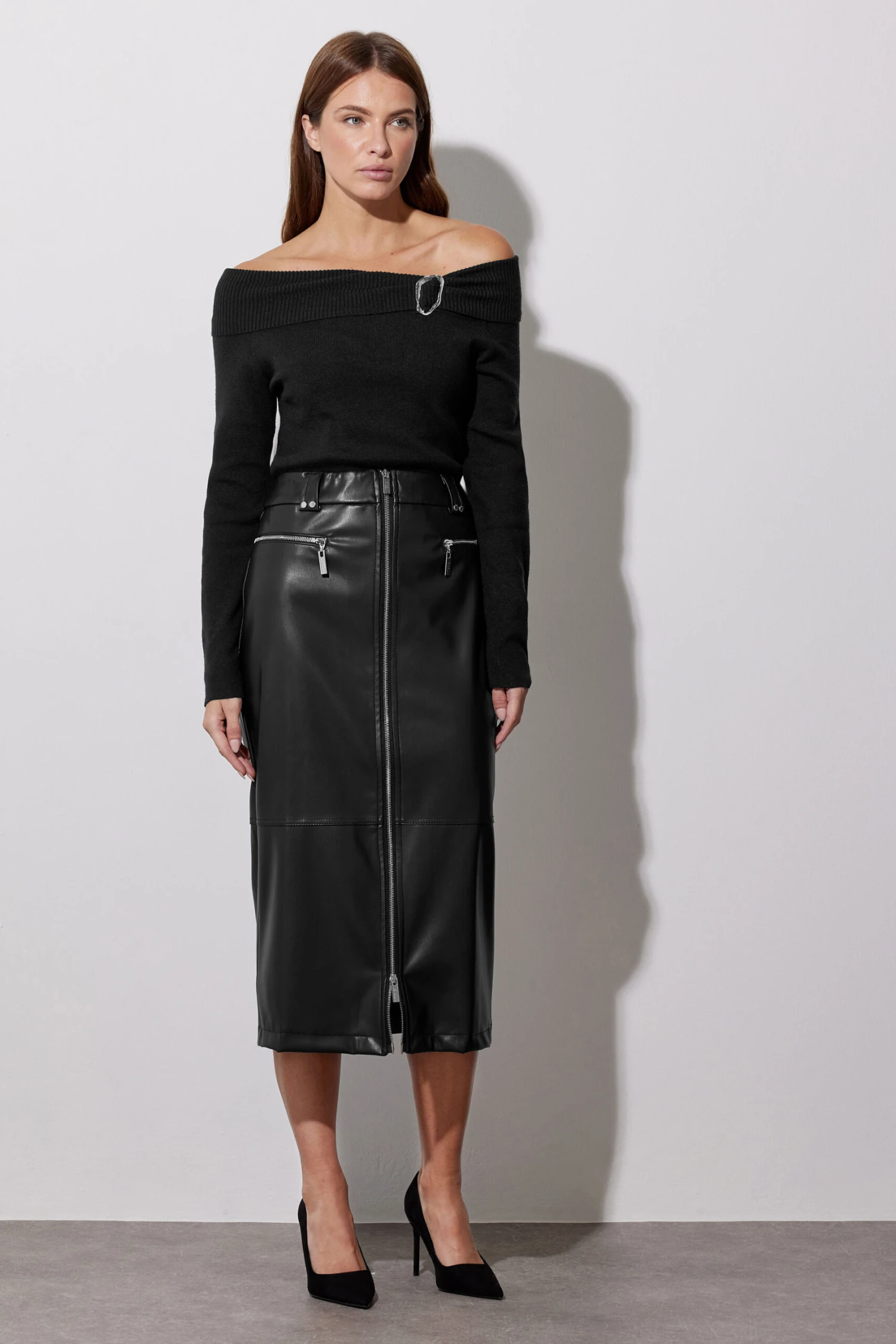 STAR Black Bardot Buckle Detail Jumper 4 STAR Black Bardot Buckle Detail Jumper – Image 2