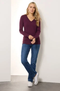 LTS Tall Cherry Red Knit V-Neck Jumper -Evans Boutique 6a9f5761 031b 4b 356123 B