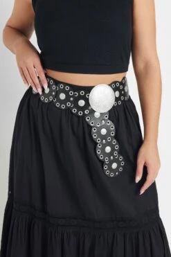 Ceinture Noire Large Disques Cloutés -Evans Boutique 6aa0e251 b682 42 246366 B