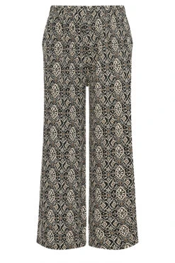 YOURS - Pantalon Wide Leg Noir Texturé Imprimé -Evans Boutique 6aa6cf70 f3ac 46 303311 X