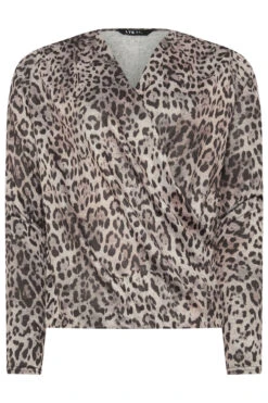 LTS Tall Natural Brown Leopard Print Soft Touch Wrap Top 15 LTS Tall Natural Brown Leopard Print Soft Touch Wrap Top -Evans Boutique 6ac24147 8496 4d 355478 X