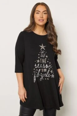 EVANS Curve Black Sequin Christmas Tree Top