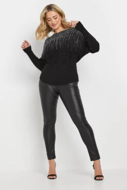 M&Co Black Stud Embellished Batwing Jumper 12 M&Co Black Stud Embellished Batwing Jumper -Evans Boutique 6adcb48e b7f9 4e 502063 C