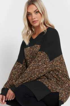 YOURS - Top Noir & Marron Design Léopard Block De Couleur 10 YOURS - Top Noir & Marron Design Léopard Block De Couleur -Evans Boutique 6ae06378 f874 48 303783 D