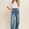 LTS Tall Blue Denim Pleated Wide Leg Jeans -Evans Boutique 6b618796 0608 45 355685 B