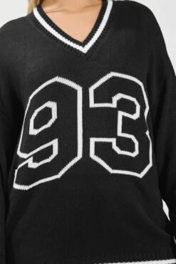 YOURS Curve Pull Tricoté Noir à Slogan « 93 » -Evans Boutique 6b67fc60 a177 4d 280713 D