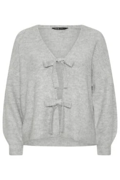 YOURS Curve Cardigan Gris à Nœud Papillon Sur Le Devant -Evans Boutique 6b911606 cb68 4b 280704 X