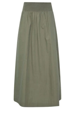 LTS Tall Khaki Green Cotton Shirred Waist Maxi Skirt 13 LTS Tall Khaki Green Cotton Shirred Waist Maxi Skirt -Evans Boutique 6ba9c047 491a 43 355981 X