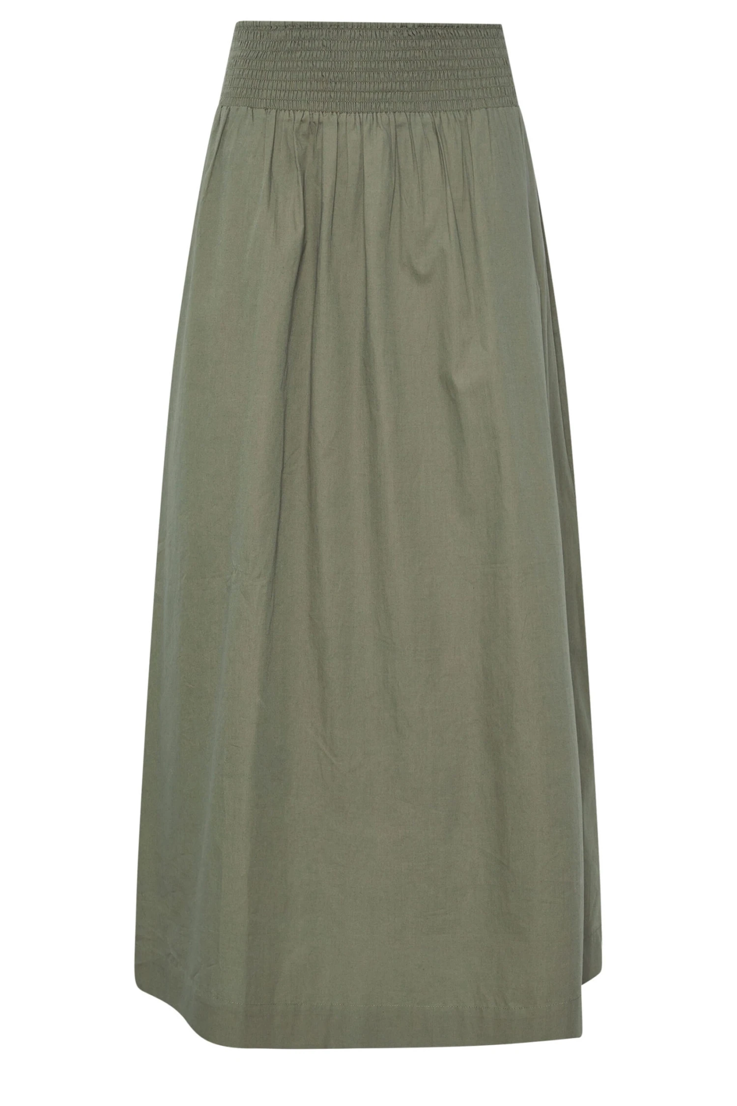 LTS Tall Khaki Green Cotton Shirred Waist Maxi Skirt 8 LTS Tall Khaki Green Cotton Shirred Waist Maxi Skirt – Image 6