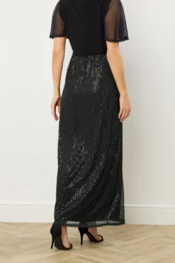 LTS Tall Black Sequin Maxi Skirt -Evans Boutique 6bc20b1e 75be 4e 356462 C